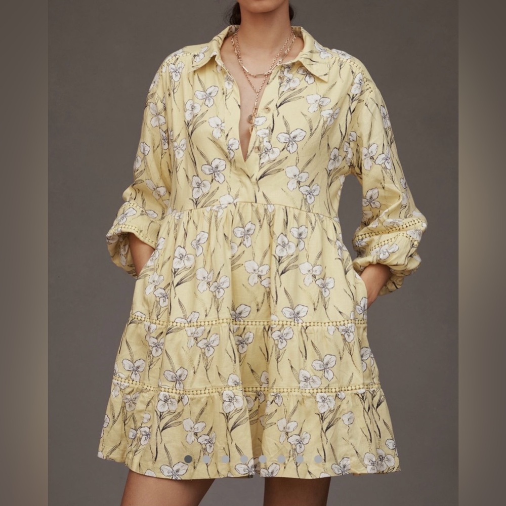 Anthropologie The Bettina Tiered Mini Shirt Dress NWT!